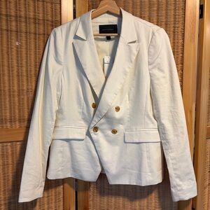 NWT Banana Republic Cream Double-Breasted Blazer size m minimalist clean